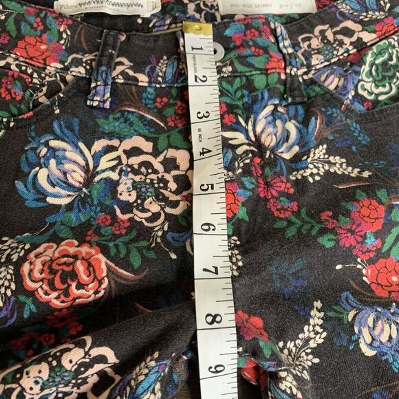 Pilcro by Anthro Pants Women's Sz 27 Mid Rise Skinny Coquette Floral Stretch - Picture 10 of 11